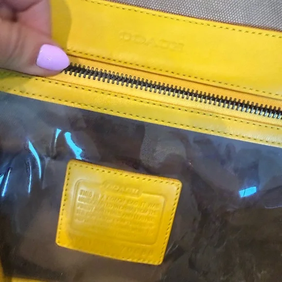 Coach Canvas Tote with Yellow Trim - Picture 3 of 4